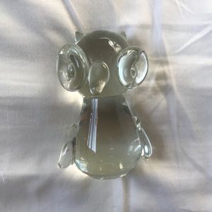 Modern Glass Owl Heavy Paperweight Decor